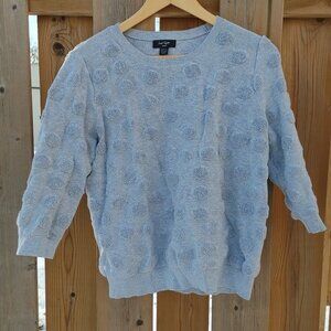 Lord & Taylor Grey Textured Dot Light Grey Sweater 3/4 sleeves Large